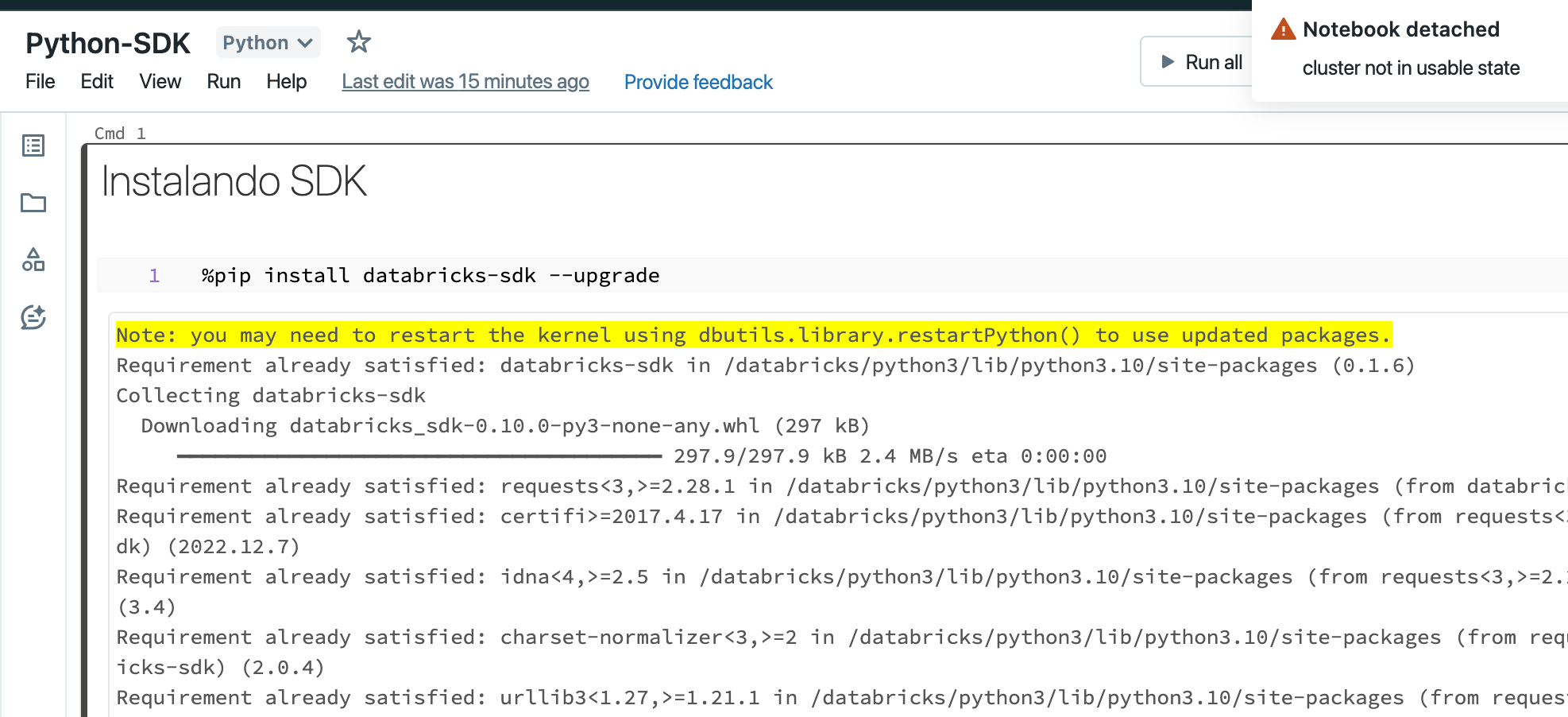 instalando python SDK